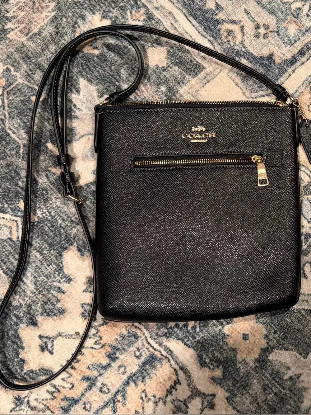 Coach Black Mini Rowan File Bag with Gold Hardware